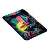 Gone Squatchin' farbenfrohe Sasquatch Nachtlandsch Magnet (Rechte Seite)