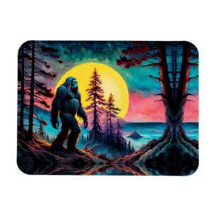 Gone Squatchin' farbenfrohe Sasquatch Nachtlandsch Magnet