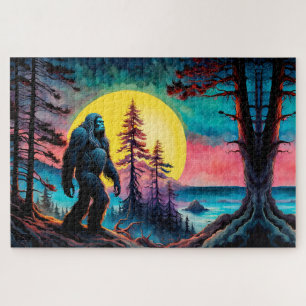 Gone Squatchin' farbenfrohe Sasquatch Nachtlandsch Puzzle