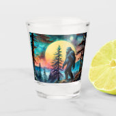 Gone Squatchin' farbenfroher Sasquatch Moon Schnapsglas (Vorderseite)