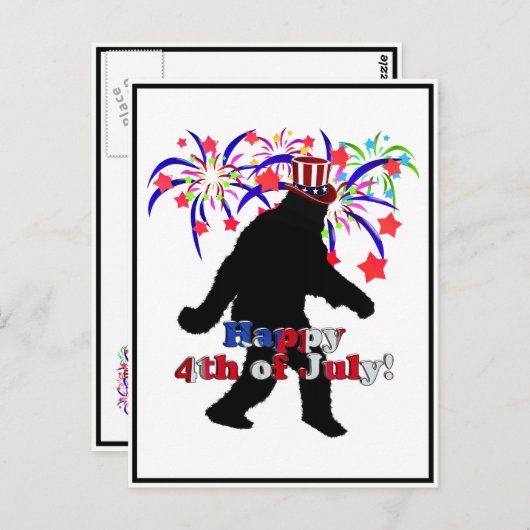 Gone Squatchin für den 4. Juli (Text & Fireworks) Postkarte (Vorne/Hinten)