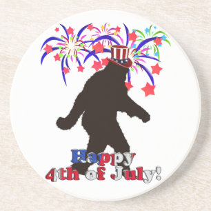 Gone Squatchin für den 4. Juli (Text & Fireworks) Sandstein Untersetzer