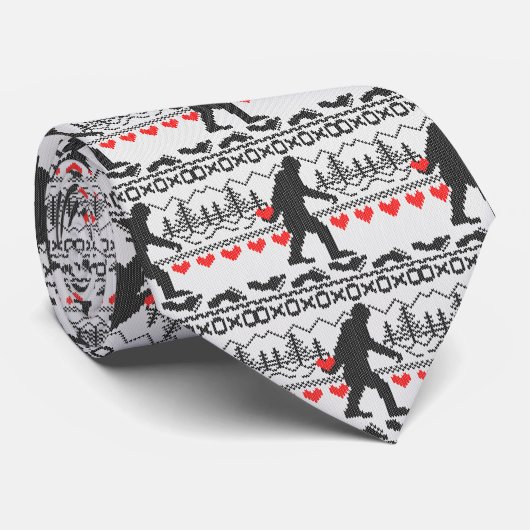 Gone Squatchin für Liebe Ugly Sweater Strick Style Krawatte (Gerollt)
