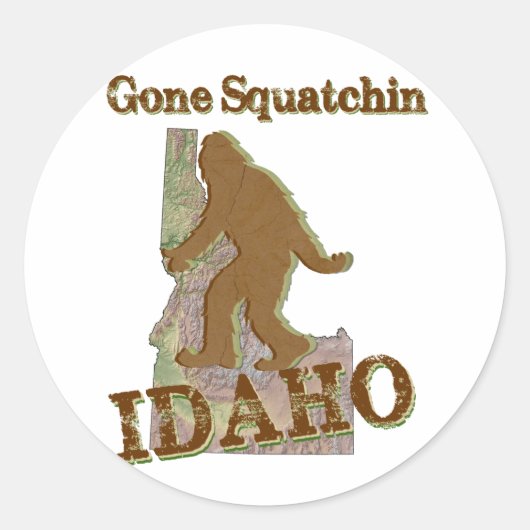 Gone Squatchin - Idaho Runder Aufkleber (Vorderseite)