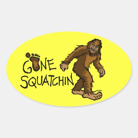 Gone Squatchin Ovaler Aufkleber (Vorderseite)