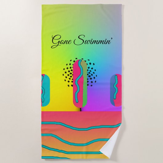 Gone Swimming' Regenbogen Geo Mix Strandtuch (Vorderseite)