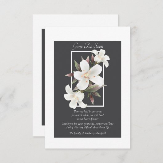 Gone zu bald Beileid Danke Karte (Vorne/Hinten)
