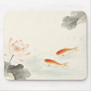 Gongbi Lotus Koi Oriental Minimal Art Mauspad