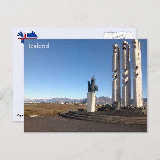 Gónhóll Monument and Hill, Höfn, Island Postkarte (Vorne/Hinten)