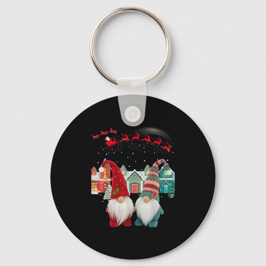 Gonks Christmas Santa Claus Reindeers  Schlüsselanhänger (Vorderseite)