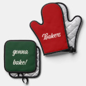 Gonna Bake Funny Christmas Geschenk Red Green Weiß Ofenhandschuh & Topflappen-Set (Vorderseite/Rückseite)