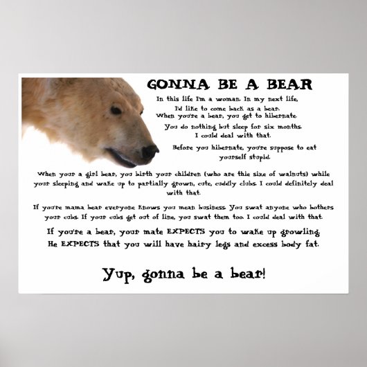 Gonna Be a Bear Poster (Vorne)