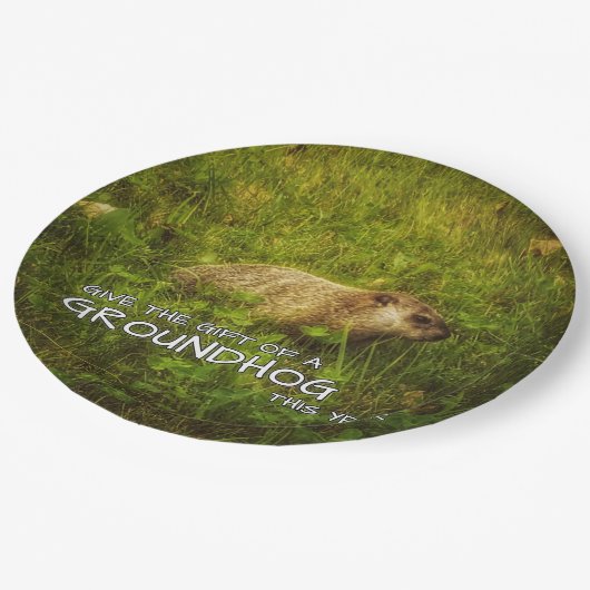 Gönnen Sie den Groundhog-Tellern dieses Jahr Pappteller (Schrägansicht)