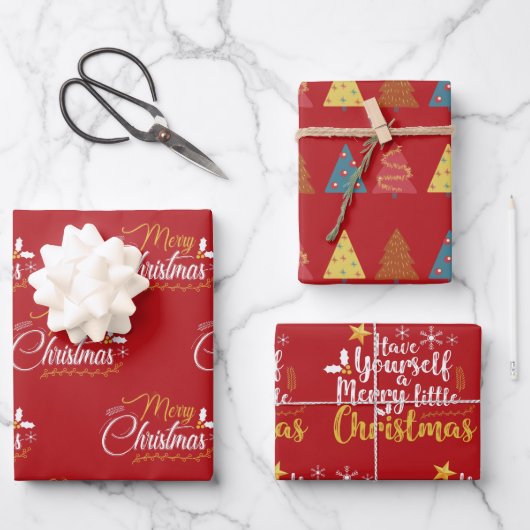 Gönnen Sie sich ein fröhliches kleines Weihnachtsf Geschenkpapier Set (Vorderseite)