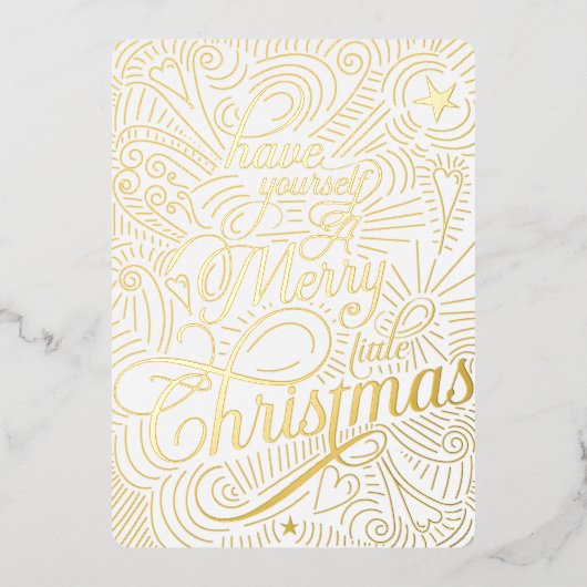 Gönnen Sie sich ein Illustriertes Weihnachtsfest Folieneinladung (Vorderseite)