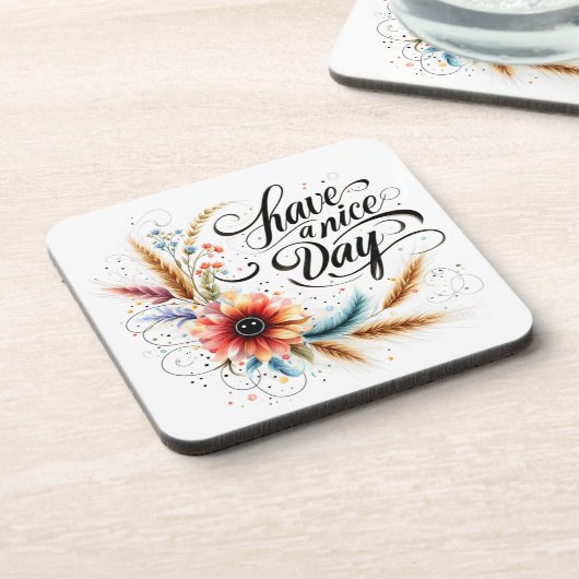 Gönnen Sie sich einen schönen Blumentag Getränkeuntersetzer (Linke Seite)