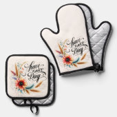Gönnen Sie sich einen schönen Blumentag Ofenhandschuh & Topflappen-Set (Vorderseite/Rückseite)