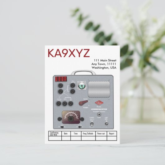 Gonset Communicator Transceiver Ham Radio QSL Postkarte (Stehend Vorderseite)