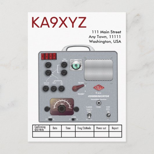 Gonset Communicator Transceiver Ham Radio QSL Postkarte (Vorderseite)