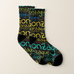 Gonzague Socken<br><div class="desc">Gonzague. Show and wear this popular beautiful male first name designed as colorful wordcloud made of horizontal and vertical cursive hand lettering typography in different sizes and adorable fresh colors. Wear your positive french name or show the world whom you love or adore. Merch with this soft text artwork is...</div>