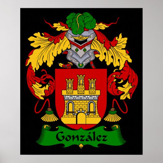 Gonzalez Coat von Arms Heraldic Print Poster (Vorne)