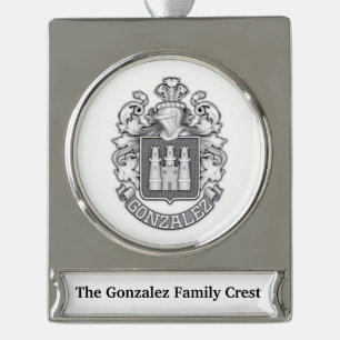 Gonzalez Family Crest Banner-Ornament Silber