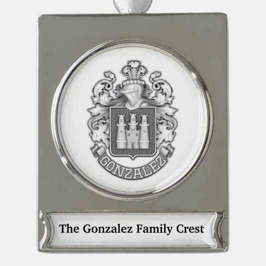 Gonzalez Family Crest  Banner-Ornament Silber (Vorderseite)