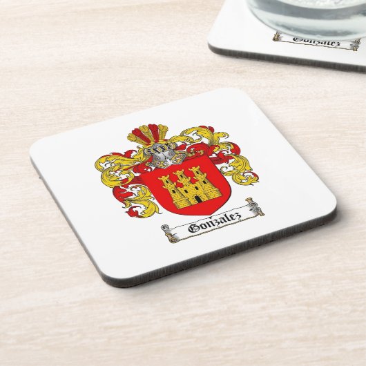 Gonzalez [Spanisch] Familienwappen * Getränkekarte Getränkeuntersetzer (Linke Seite)