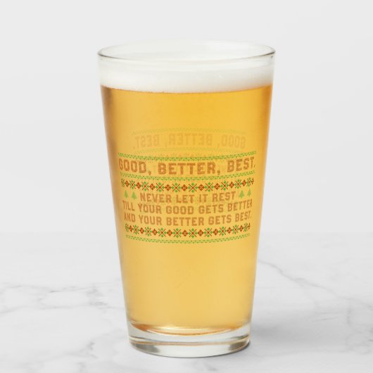 Good Better Best Never Let It Rest Christmas Quote Glas (Vorne (Gefüllt))