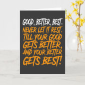 Good Better Best Never Let It Rest funny Karte (Gelbe Blume)