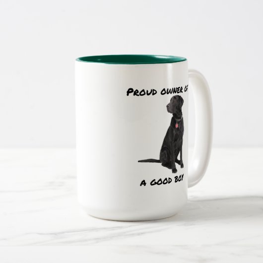 Good Boy Black Lab Zweifarbige Tasse (VorderseiteRechts)