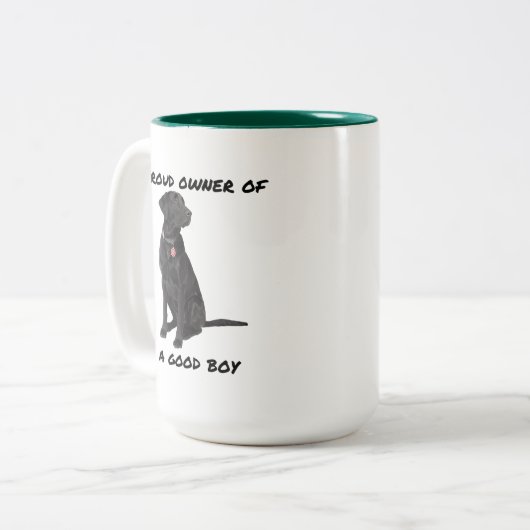 Good Boy Black Lab Zweifarbige Tasse (Vorderseite Links)