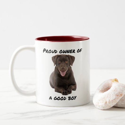 Good Boy Chocolate Labrador Zweifarbige Tasse (Mit Donut)
