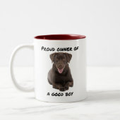 Good Boy Chocolate Labrador Zweifarbige Tasse (Links)