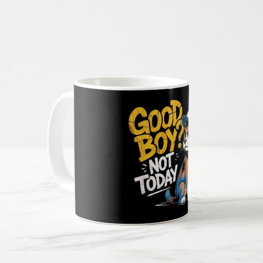 Good Boy Not Today Funny Cat Illustration  Kaffeetasse (Vorderseite Links)