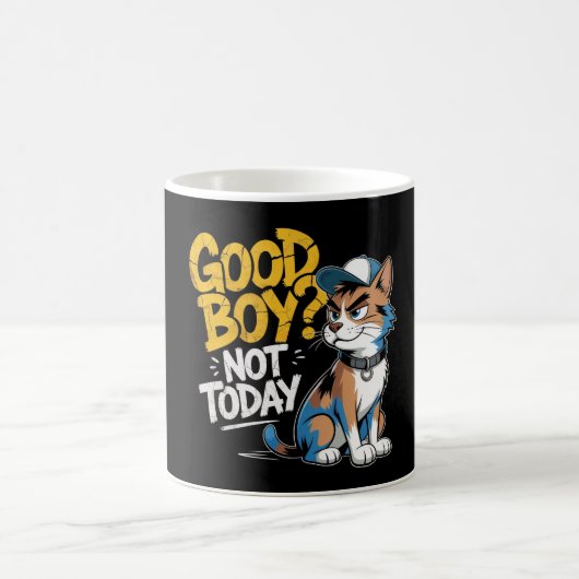 Good Boy Not Today Funny Cat Illustration  Kaffeetasse (Mittel)