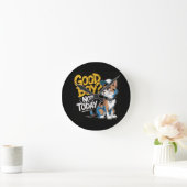 Good Boy Not Today Funny Cat Illustration Runde Wanduhr (Zuhause)