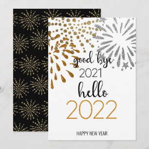 Good Bye 2021 Hallo 2022   Feuerwerkskörper Feiertagskarte