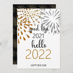 Good Bye 2021 Hallo 2022   Neujahrsfeuer Feiertagskarte