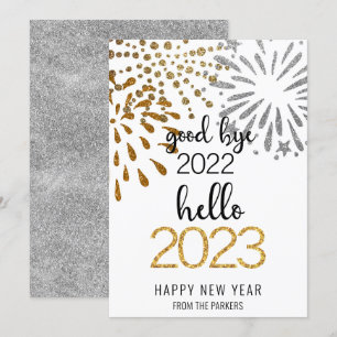 Good Bye 2022 Hallo 2023 Festivals Gold Feiertagskarte