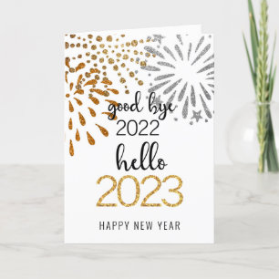 Good Bye 2022 Hallo 2023 Festivals Gold Feiertagskarte