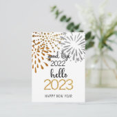 Good Bye 2022 Hello 2023 Business Festive Firework Postkarte (Stehend Vorderseite)