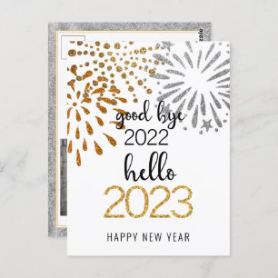 Good Bye 2022 Hello 2023 Business Festive Firework Postkarte