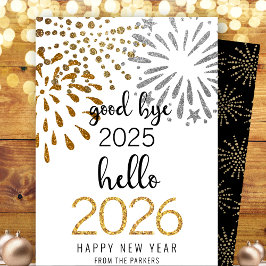 Good Bye 2023 Hallo 2024 Neujahrsfest Feuerwerk Feiertagskarte