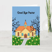 Good Bye Pastor mit gelber Kirche Karte (Vorderseite)