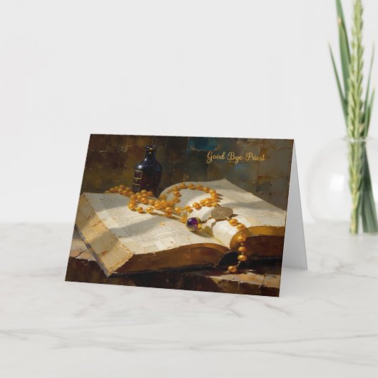 Good Bye Priest Card with Rosary and Book Karte (Vorderseite)