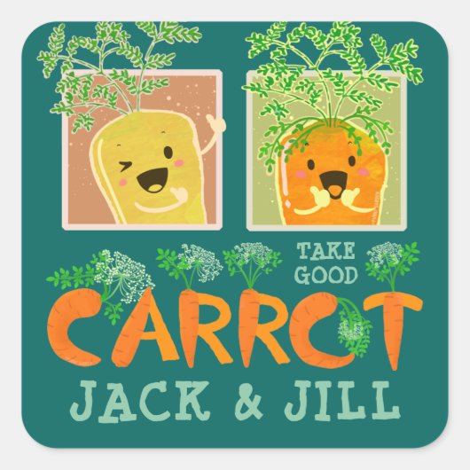 Good Carrot Jack & Jill | Motivierend Puppe Quadratischer Aufkleber (Vorderseite)