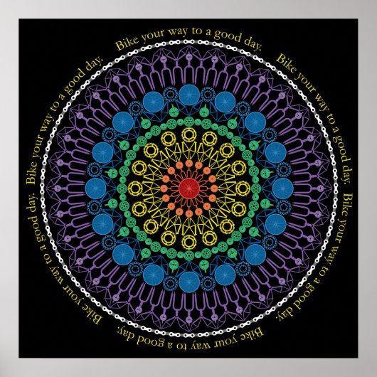 Good Day Bike Mandala mit Circle Text Poster (Vorne)