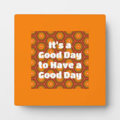 Good Day Orange Hexagon Muster Boho Plaque Fotoplatte (Vorderseite)