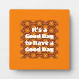 Good Day Orange Hexagon Muster Boho Plaque Fotoplatte